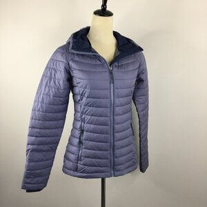 COLUMBIA Omni Heat Breathable Light Blue Zip Pockets Hooded Puffer Jacket